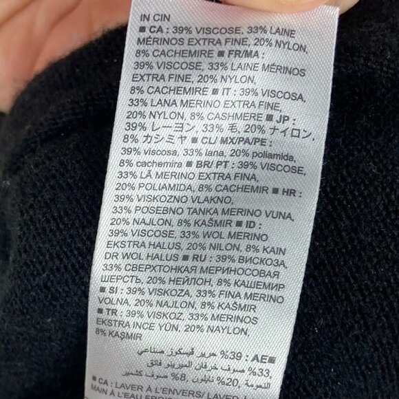 Banana Republic Cashmere Merino Wool Sweater Dress Black V-Neck White Trim XS‎ - Picture 8 of 14